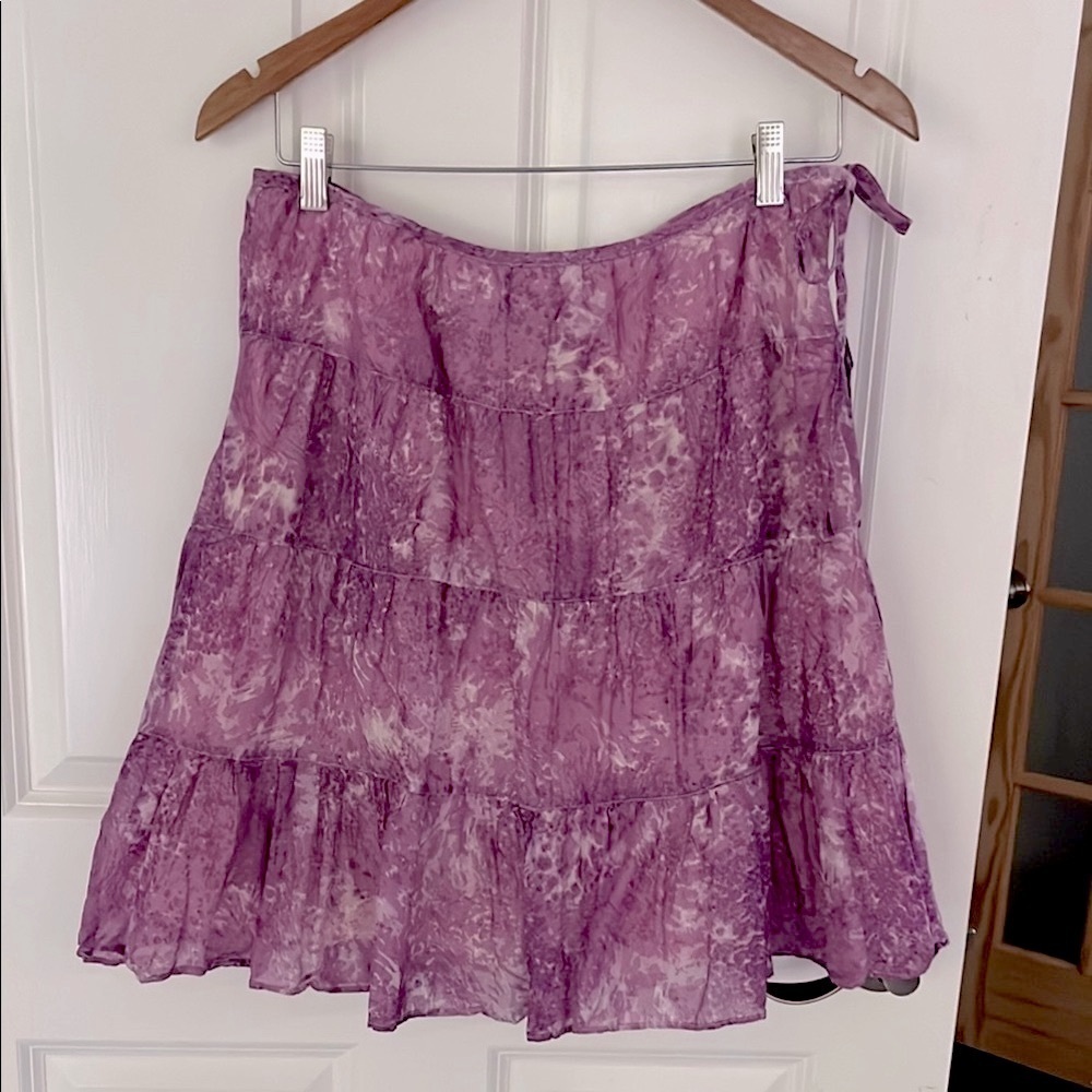 Talbots Vintage 2010 100% Cotton tiered summer skirt cloud tie dye whimsy gauze